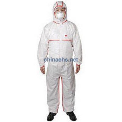 3M4565 白色帶帽紅色膠條連體防護(hù)服